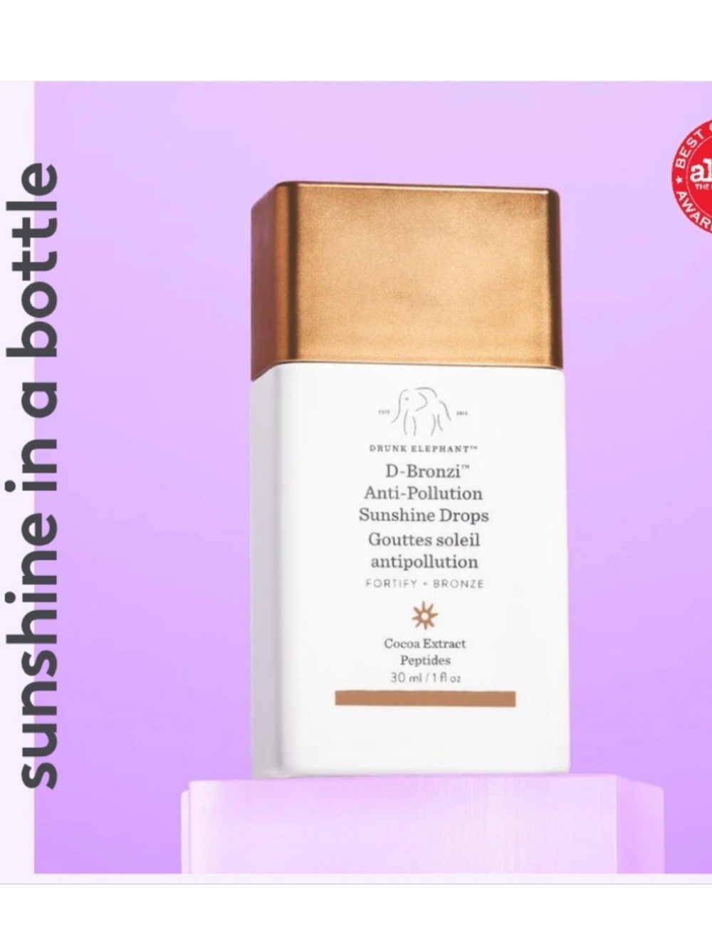 New Drunk Elephant D-Bronzi Anti-Pollution Sunshine Drops Fortify + Bronze BNI